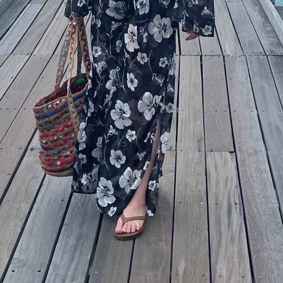 South Sea Sweetie Black and White Floral Sheer Swim Cover Up Set - Picture 4 of 5